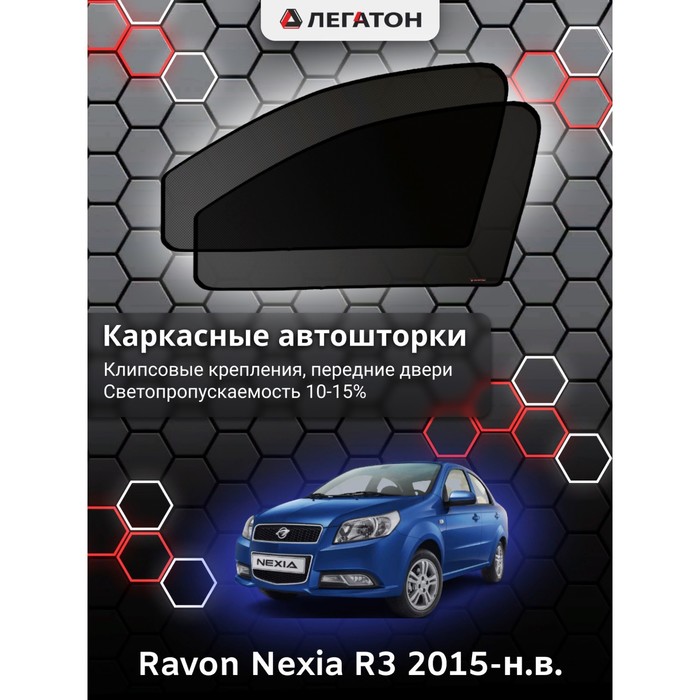 Каркасные шторки на Ravon Nexia R3 г.в. 2015-по н.в., передние, крепление: клипсы