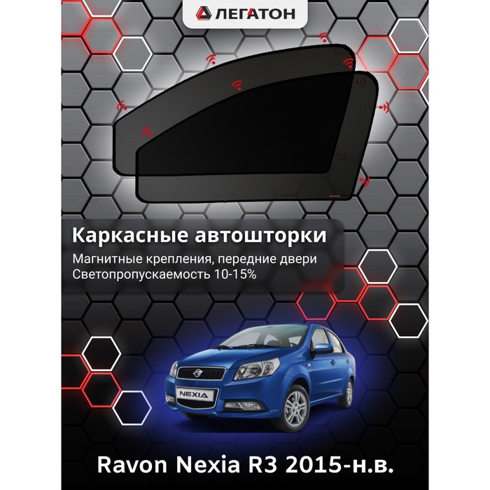 Каркасные шторки на Ravon Nexia R3 г.в. 2015-по н.в., передние, крепление: магниты