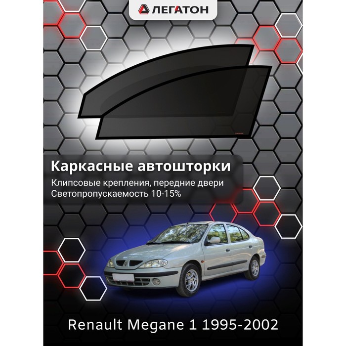 Каркасные шторки на Renault Megane 1, передние, крепление: клипсы
