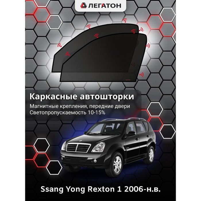 Каркасные шторки на Ssang Yong Rexton 1 г.в. 2006-н.в., передние, крепление: магниты