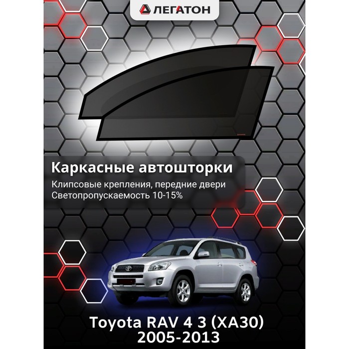 Каркасные шторки на Toyota RAV 4 3 (XA30) г.в. 2005-2013, передние, крепление: клипсы