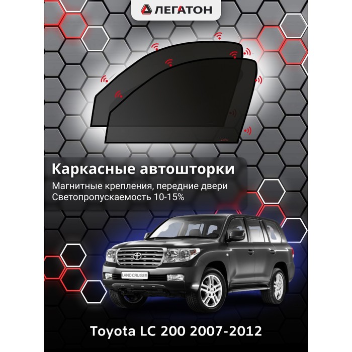 Каркасные шторки на Toyota LC 200 г.в. 2007-2012, передние, крепление: магниты