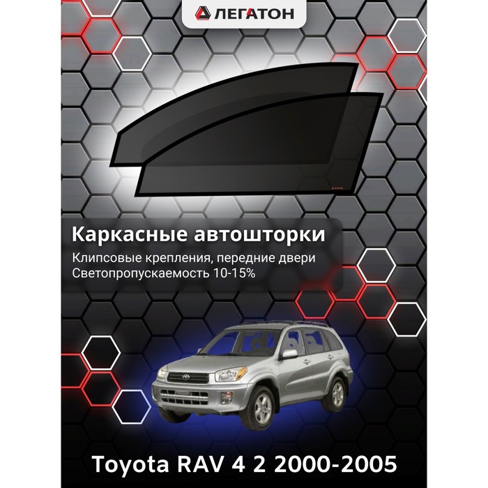 Каркасные шторки на Toyota RAV 4 2 г.в. 2000-2005, передние, крепление: клипсы