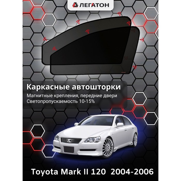 Каркасные шторки на Toyota Mark II 120 г.в. по н.в, передние, крепление: магниты