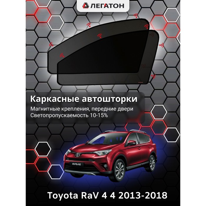 Каркасные шторки на Toyota RaV 4 4 г.в. 2013-н.в., передние, крепление: магниты