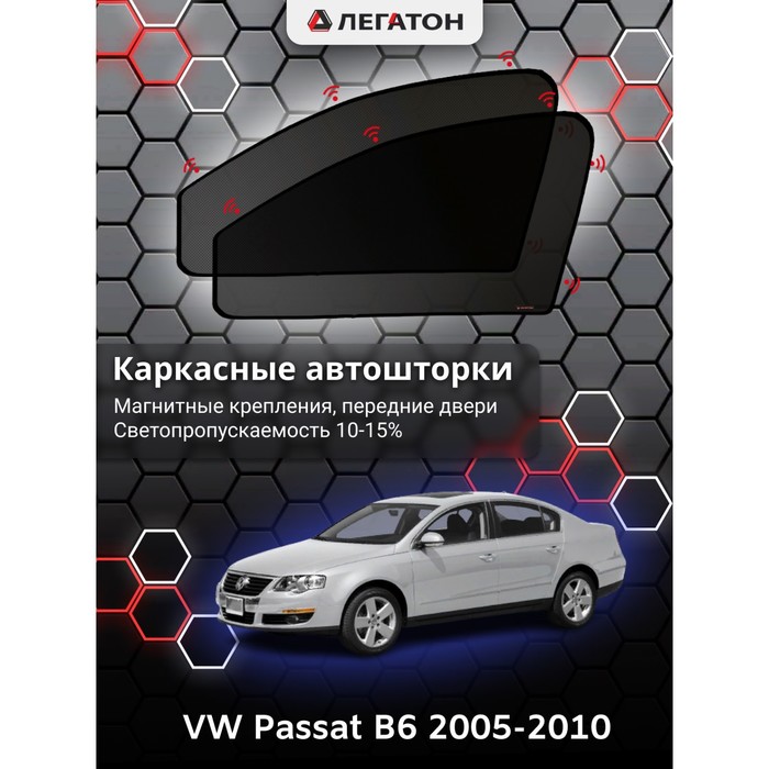 Каркасные шторки на VW Passat B6 г.в. 2005-2010, передние, крепление: магниты