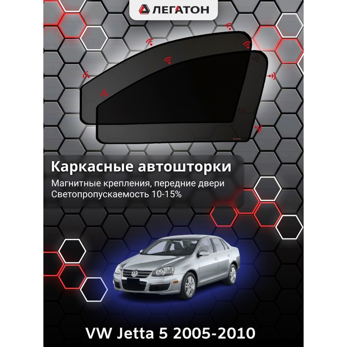 Каркасные шторки на VW Jetta 5 г.в. 2006-2010, передние, крепление: магниты