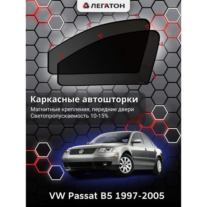 Каркасные шторки на VW Passat B5 г.в. 1997-2005, передние, крепление: магниты