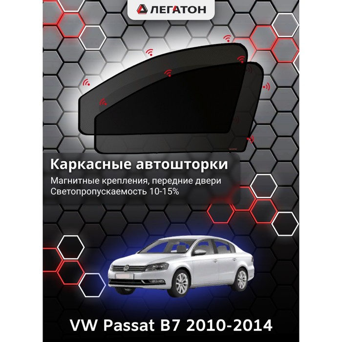 Каркасные шторки на VW Passat B7 г.в. 2010-н.в., передние, крепление: магниты