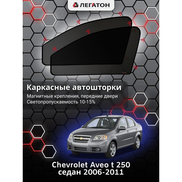 Каркасные шторки на Сhevrolet Aveo t 250 г.в. 2002-2011, передние, крепление: магниты