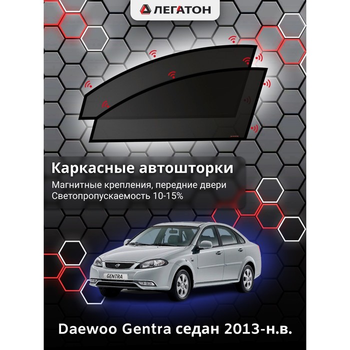 Каркасные шторки на Daewoo Gentra г.в. 2013-н.в., передние, крепление: магниты