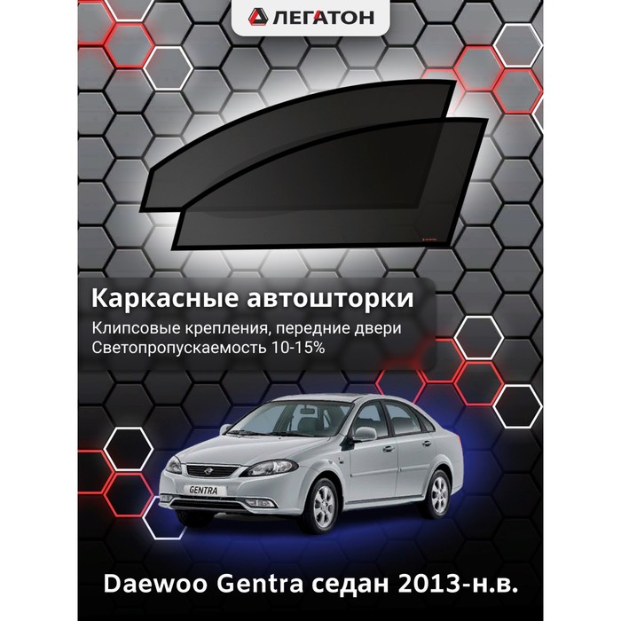 Каркасные шторки на Daewoo Gentra г.в. 2013-н.в., передние, крепление: клипсы