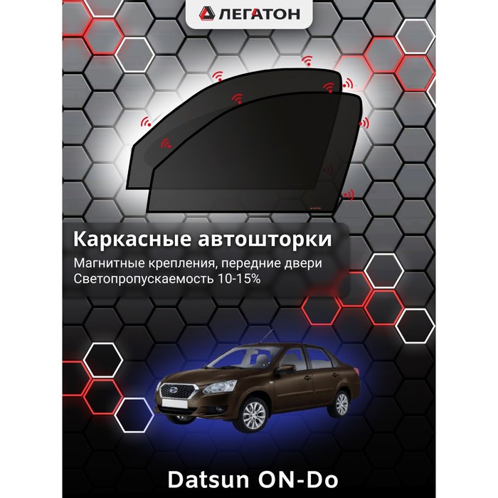 Каркасные шторки на Datsun On-Do г.в. по н.в, передние, крепление: магниты