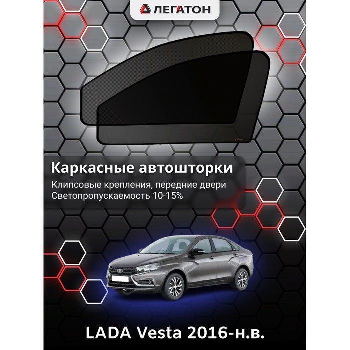 Каркасные шторки на LADA Vesta г.в. 2016-н.в., передние, крепление: клипсы