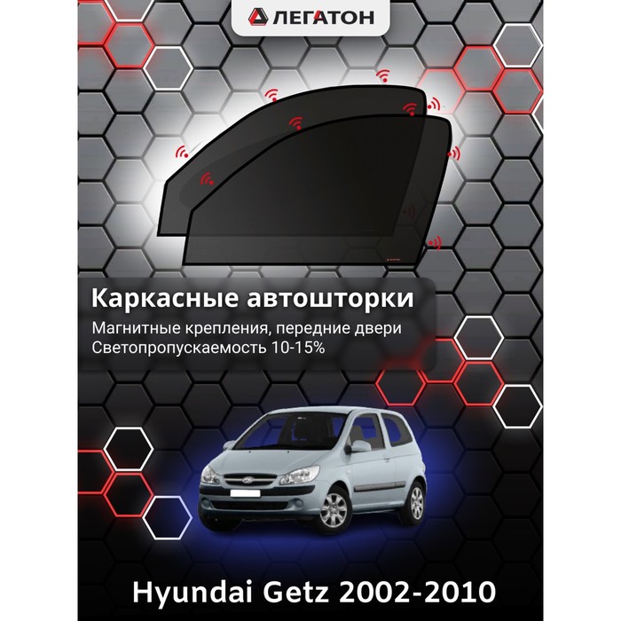 Каркасные шторки на Hyundai Getz г.в. 2002-2010, передние, крепление: магниты