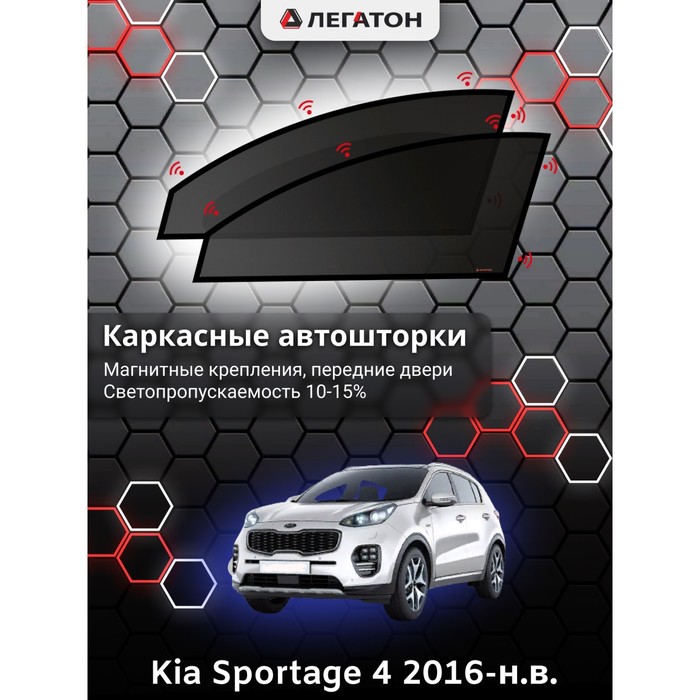 Каркасные шторки на Kia Sportage 4 г.в. 2016-н.в., передние, крепление: магниты