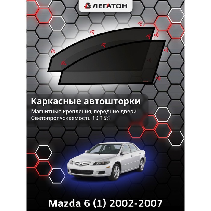 Каркасные шторки на Mazda 6 (1) г.в. 2002-2007, передние, крепление: магниты