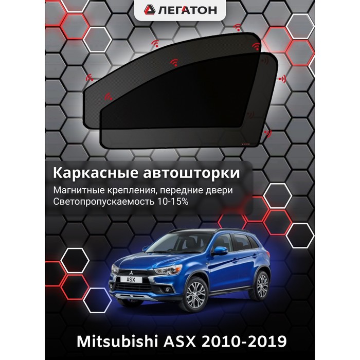 Каркасные шторки на Mitsubishi ASX г.в. 2010-н.в., передние, крепление: магниты