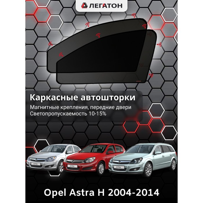 Каркасные шторки на Opel Astra H хэтчбек,универ,седан г.в. 2004-2012, передние, крепление: магниты