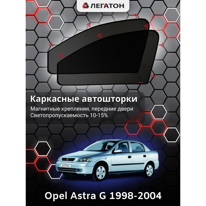 Каркасные шторки на Opel Astra G г.в. 1998-2004, передние, крепление: магниты