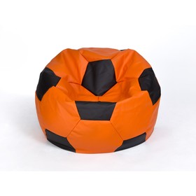 Кресло-мешок «Мяч» большой, диаметр 95 см, цвет оранжево-чёрный, экокожа