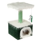 Домик маленький для кошек, мех/велюр, 34 х 34 х 60 см, зеленый - фото 226984