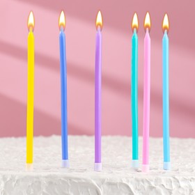 Свечи в торт коктейльные "С днём рождения", 6 шт, высокие