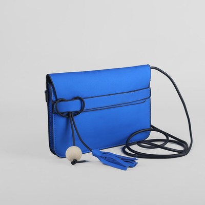 Bag, 2 Department flap, long strap, color blue