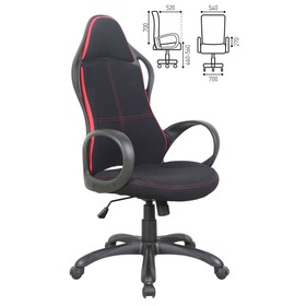 Кресло офисное BRABIX Force EX-516, чёрная ткань, красные вставки