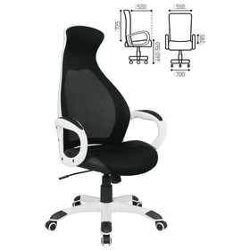 Кресло офисное BRABIX Genesis EX-517, белый пластик, ткань, экокожа, сетка чёрная