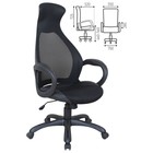 Кресло офисное BRABIX Genesis EX-517, чёрный пластик, ткань, экокожа, сетка чёрная - фото 6253265