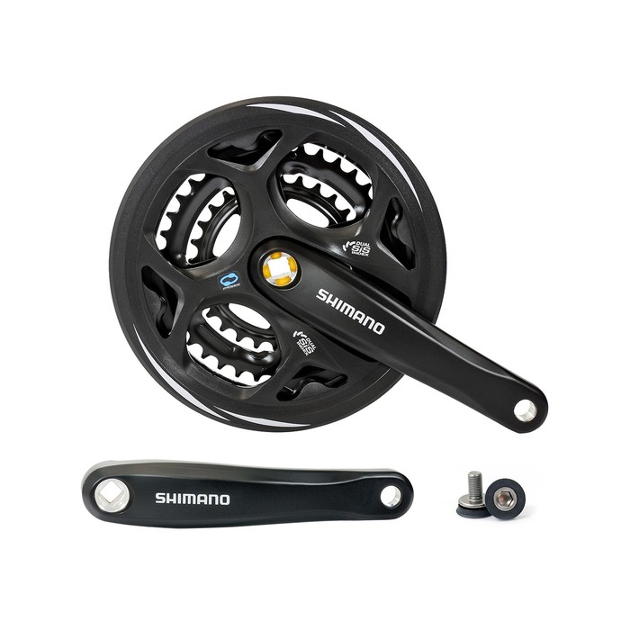 Система Shimano Altus, M311, квадрат, 170мм, 48/38/28T, с защитой, цвет чёрный