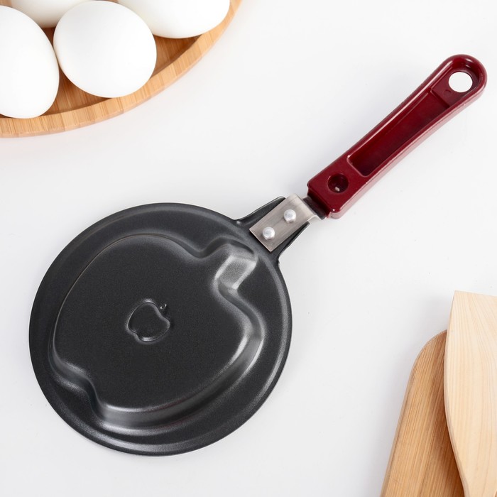 Сковорода Доляна «Яблоко», d=12 см, антипригарное покрытие, цвет чёрный - фото 797563434