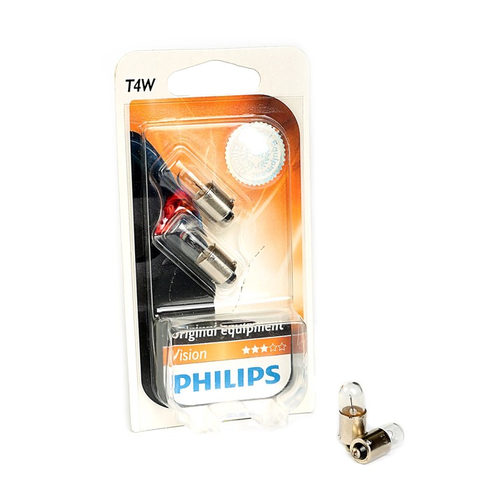 Автолампа PHILIPS T4W (BA9s), 12 В, 12929 B2, 2шт.