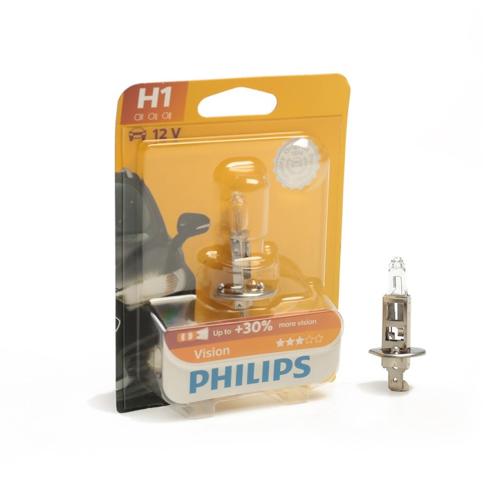 Автолампа PHILIPS Vision +30%, H1 (P14.5s), 12 В, 55 Вт, блистер, 12258 PR B1