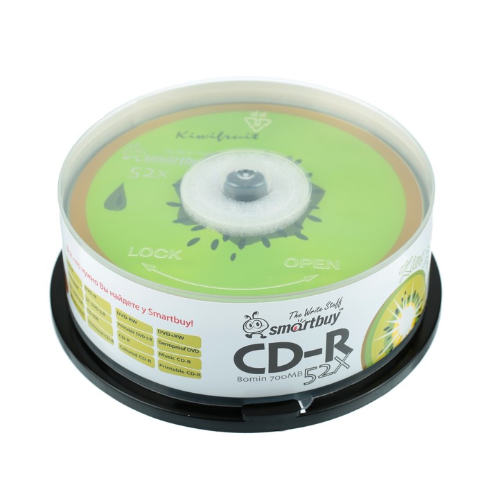 Диск CD-R Smartbuy Fresh-Kiwifruit, 52х, 700 Мб, Cake Box, 25 шт
