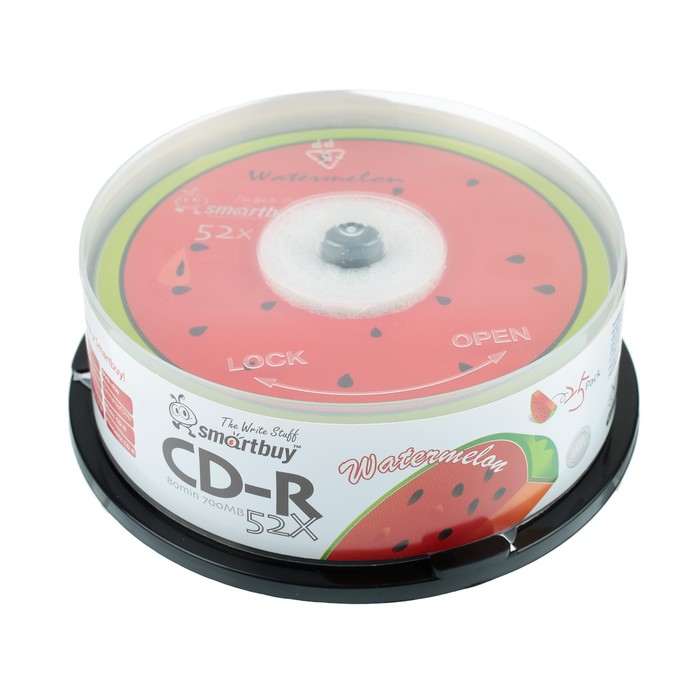 Диск CD-R Smartbuy Fresh-Watermelon, 52х, 700 Мб, Cake Box, 25 шт