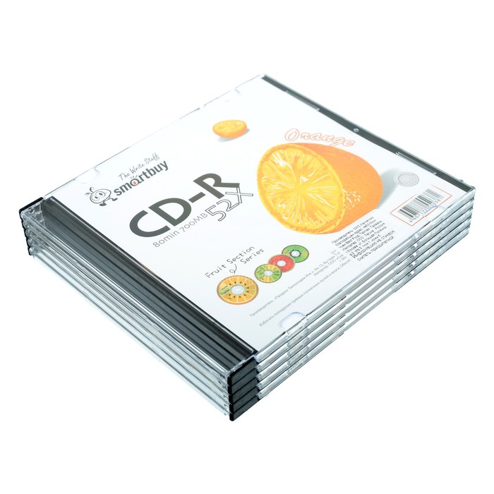 Диск CD-R Smartbuy Fresh-Orange, 52х, 700 Мб, Slim, 5 шт