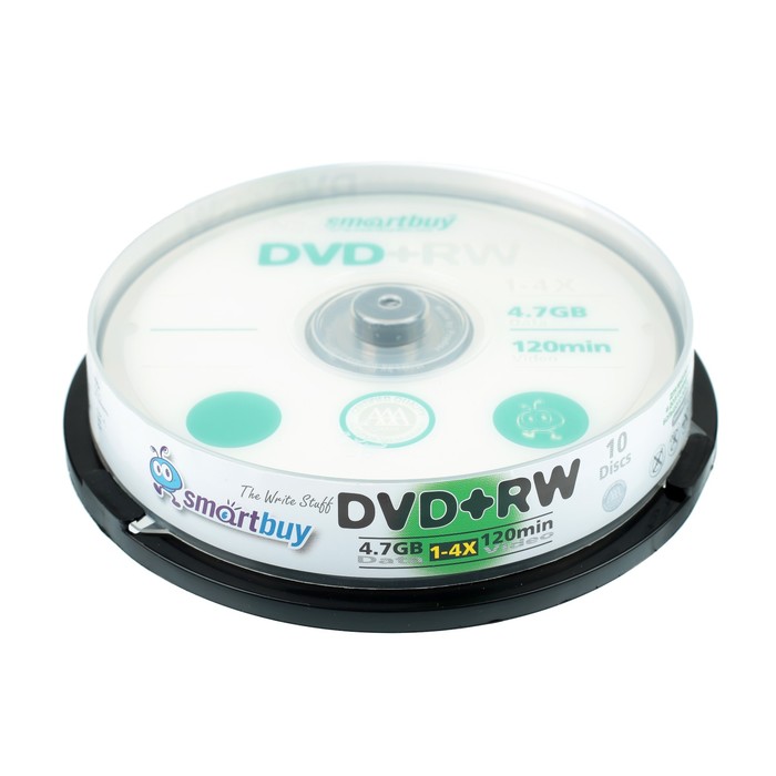 Диск DVD+RW Smartbuy, 4х, 4,7 Гб, Cake Box, 10 шт