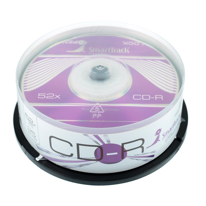 Диск CD-R SmartTrack, 52x, 700 Мб, Cake Box, 25 шт