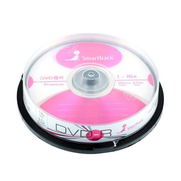 Диск DVD-R SmartTrack, 16x, 4,7 Гб, Cake Box, 10 шт