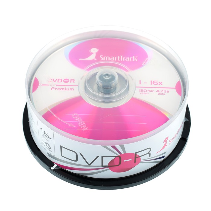 Диск DVD-R SmartTrack, 16x, 4,7 Гб, Cake Box, 25 шт