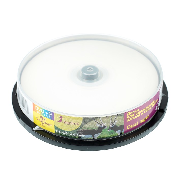 Диск DVD+R SmartTrack Dual Layer Inkjet, 8x, 8,5 Гб, Cake Box, 10 шт