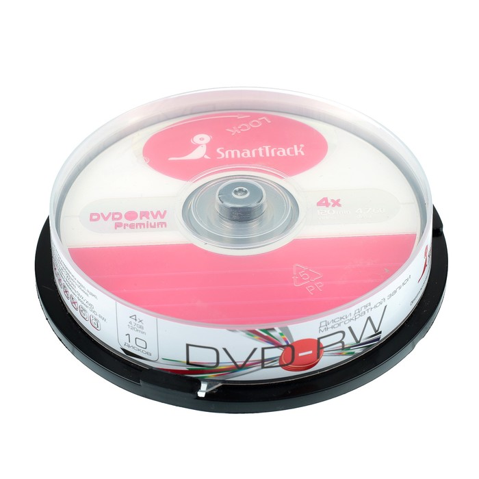 Диск DVD-RW SmartTrack, 4x, 4,7 Гб, Cake Box, 10 шт