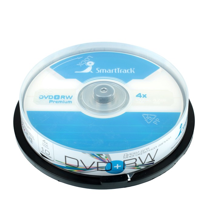 Диск DVD+RW SmartTrack, 4x, 4,7 Гб, Cake Box, 10 шт