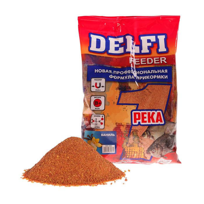 Прикормка Delfi Feeder-Река ваниль, вес 0,8 кг.