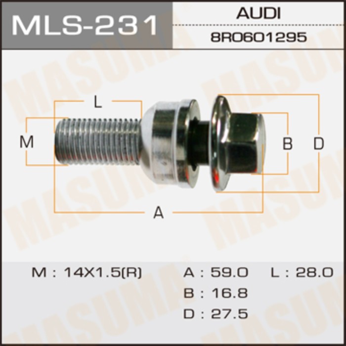 Болт колесный  Masuma MLS231