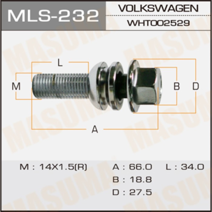 Болт колесный  Masuma MLS232