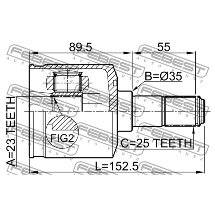 Внутренний 23. Шрус FEBEST 1211-lan. Шрус внутренний левый Хонда 23*35*25. FEBEST 1211lan шрус 1211-lan. 1211-ELN (FEBEST).