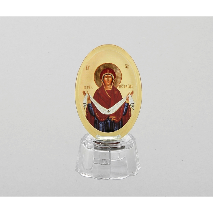 Икона "Покров Пресвятой Богородицы" со светодиодом, овальная - фото 29523
